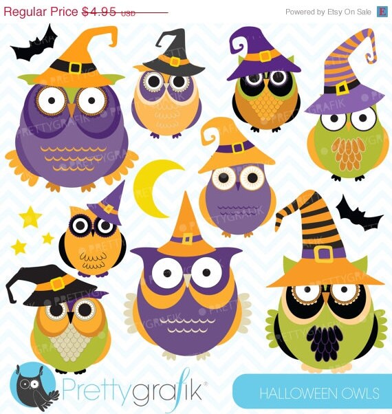 80% OFF SALE Halloween Owls clipart, commercial use, vector graphics, digital clip art, digital images - CL573 Il_570xn