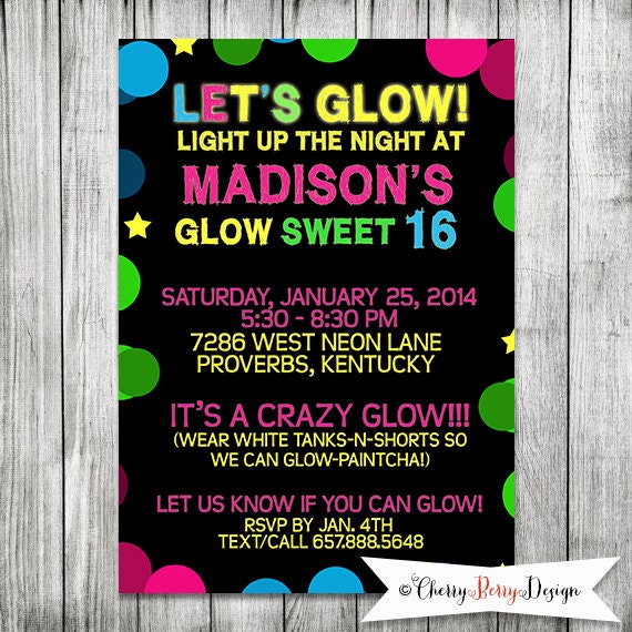 Black Light Birthday Party Invitations 9