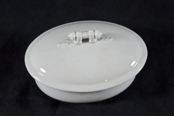 E & C Challinor Ironstone Covered Soap Dish with Strainer