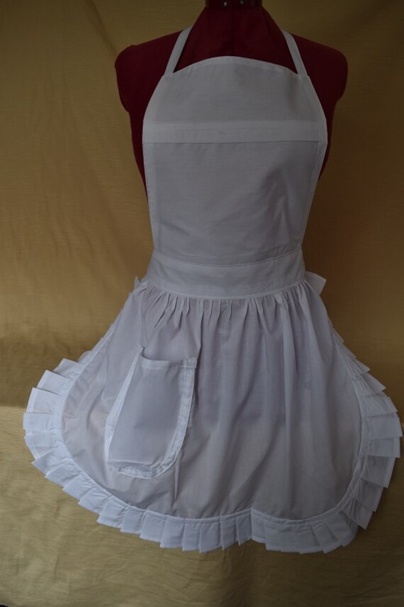 Retro Vintage 50s Style Full Apron / Pinny White