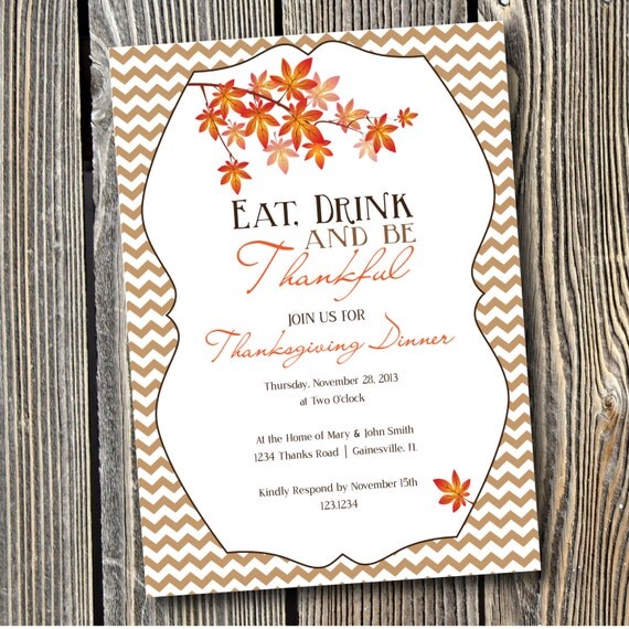 Thanksgiving Dinner Custom Printable Invitation Il_570xn