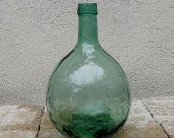 Vintage Viresa Glass Bottle Large Green Glass Wine Demijohn Water 