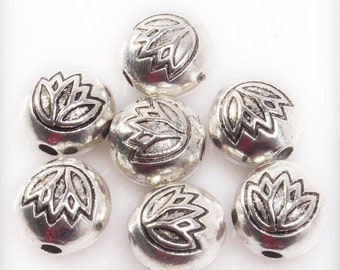 Lotus Blossom bead, Spacer 7-8 mm in Diameter 1 mm Hole,10 pieces