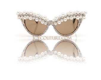 Queen of Pearls Crystal Bling CAT-ICE Sunglasses
