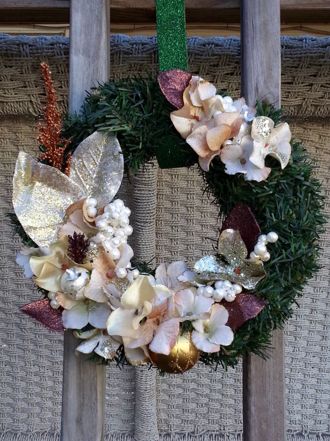 Cream and Gold Holiday Wreath