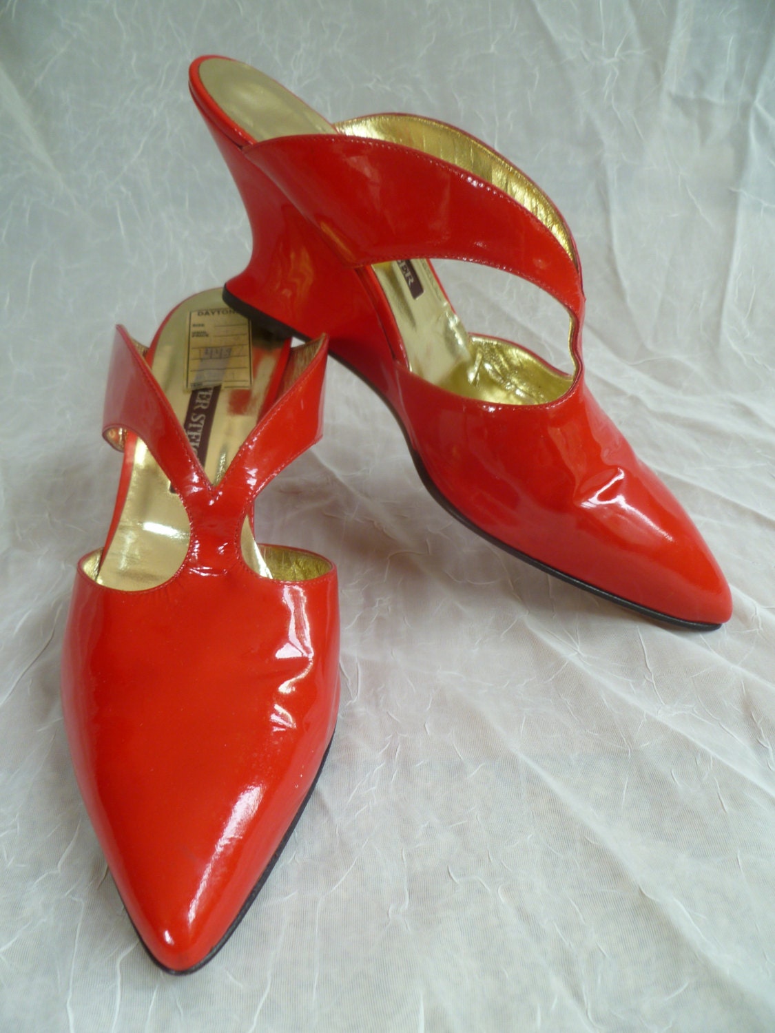 Vintage Red Shoes Walter Steiger Patent Leather Women 8.5 Mule