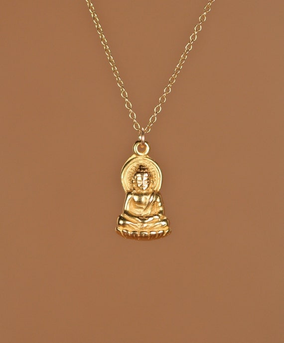 Buddha necklace gold buddha necklace yoga necklace