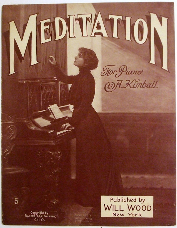 Meditation Large Format 11 x 14 Sheet Music for Piano by A.