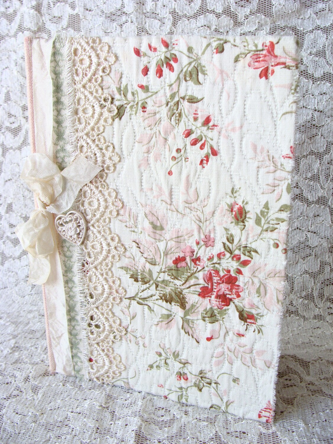 shabby fabric covered journal diary notebook fabric altered shabby fabric covered journal diary notebook fabric altered