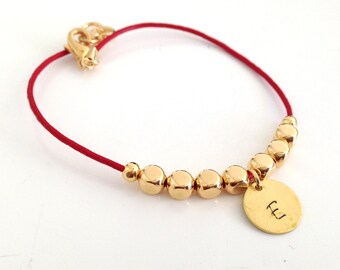 Personalized Leather Bracelet with Gold Nuggets - Available in 10 colors