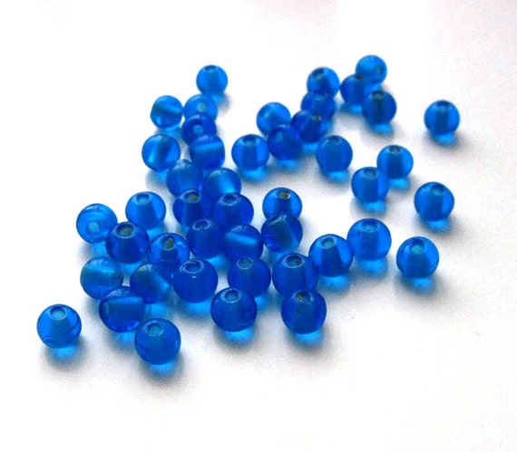 6mm Small Blue glass beads Round glass beads by RedAppleSupplies