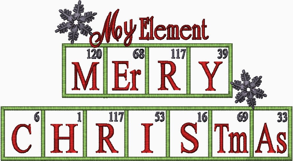 Merry Christmas Periodic Element Table Chemistry Embroidery