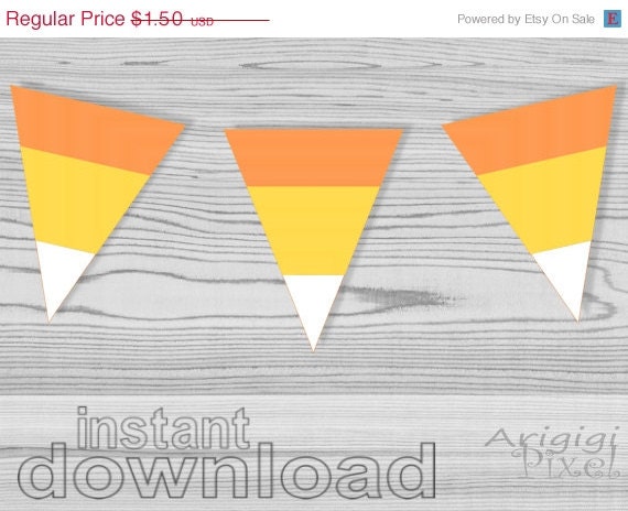 ON SALE 50 % OFF Printable Banner, Candy Corn, Halloween, Party Decoration, instant digital download,Diy Il_570xn