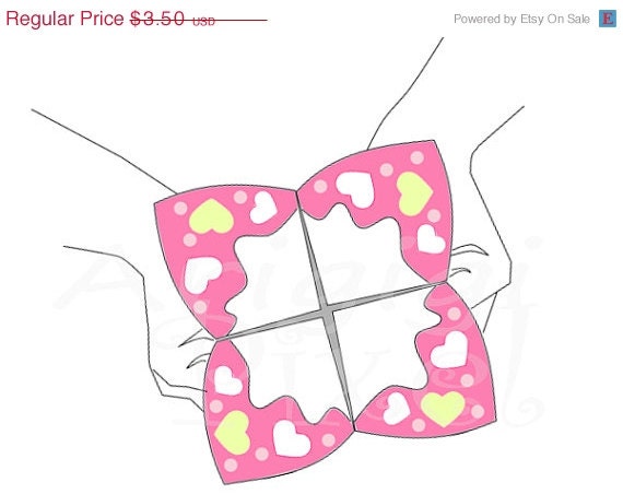 ON SALE 50 % OFF Pink Valentine Cootie Catcher I love you Origami Card Valentine Printables Diy Unusual Greeting Card Pdf file Il_570xn