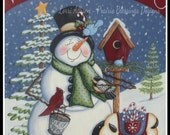 Snowman and birds Winter Friends painting pattern packet instant download