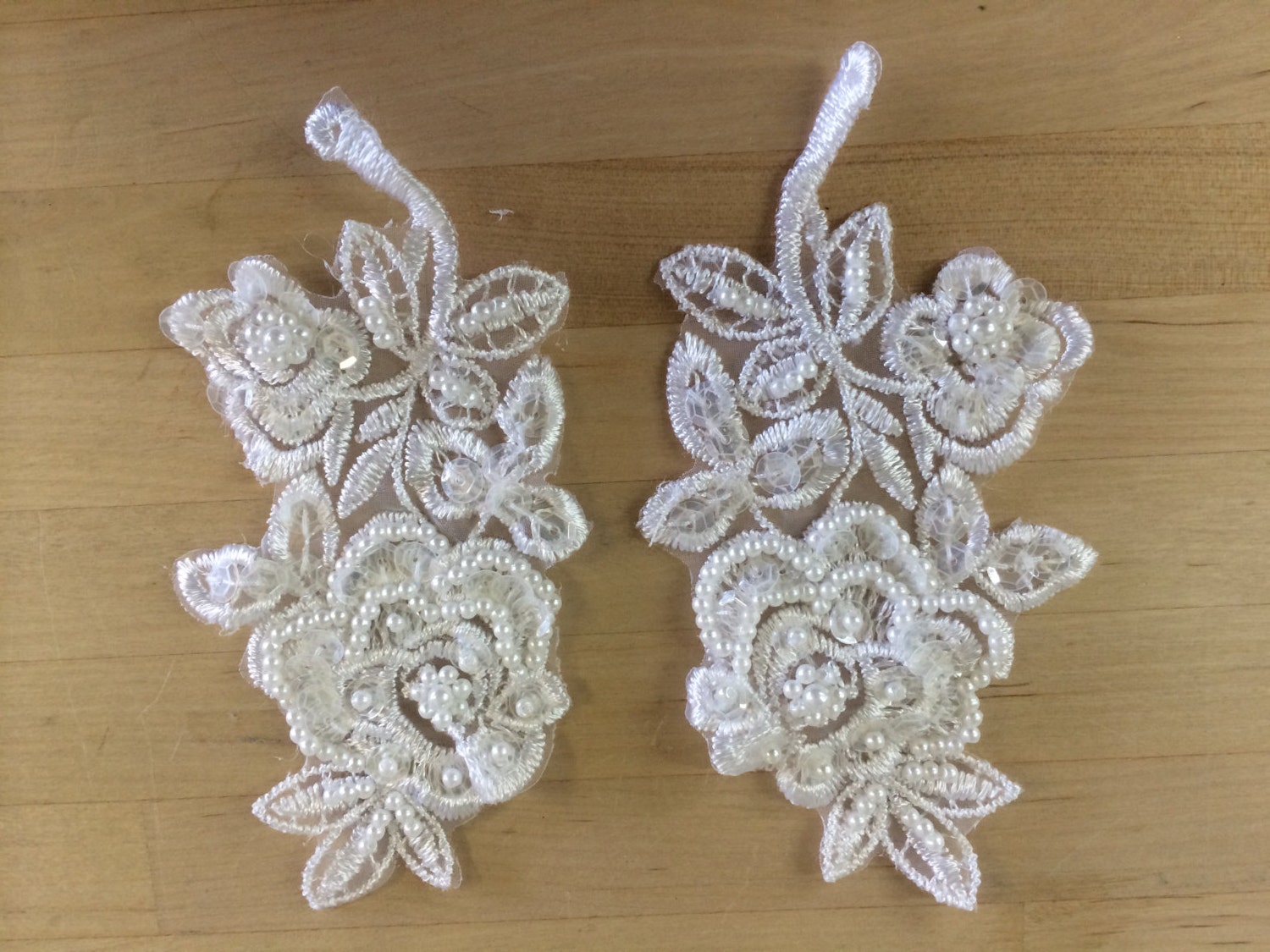 white beaded applique