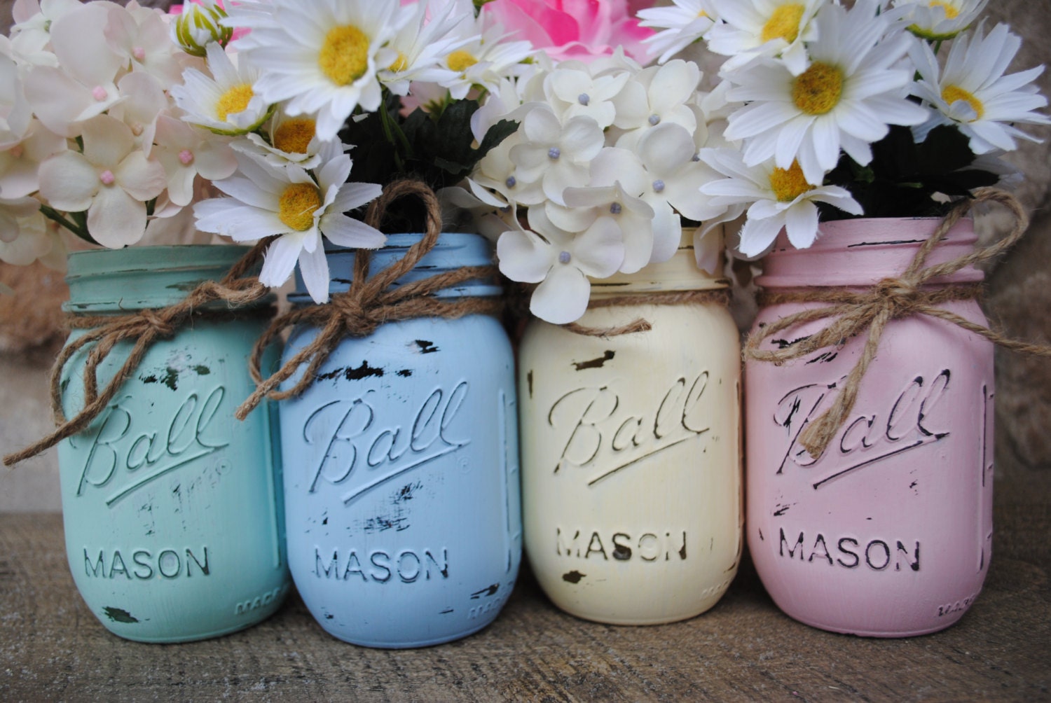 Painted Mason Jars Pastel Mason Jars Spring Colors Mason