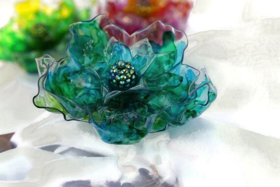 Upcycled Plastic Bottle Napkin Ring Turquoise Red Orange