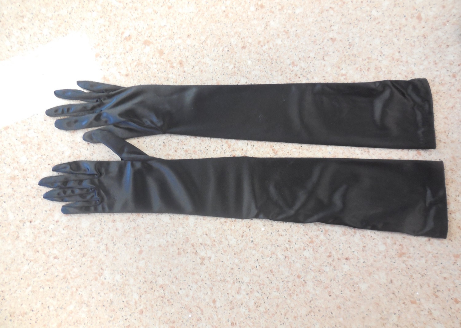 Dress Gloves 22 Long Black Stretch Silk Formal by LaFlirtBoutique