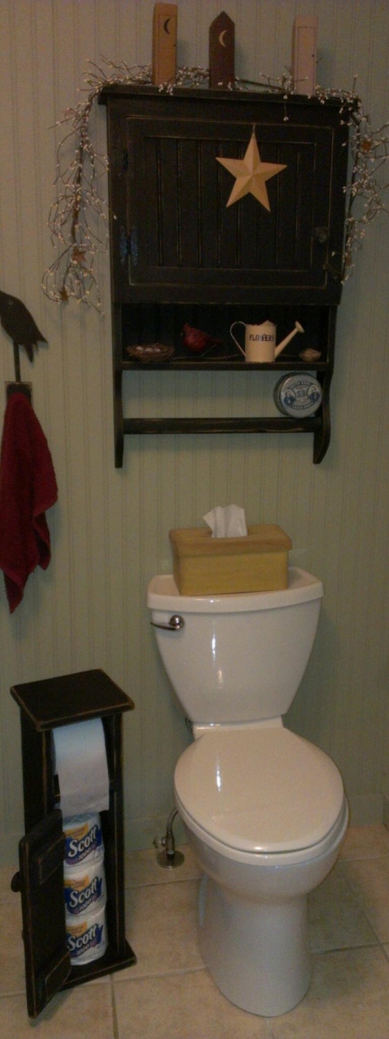 Primitive Toilet Paper Holder with Storage by OldCrowTreasures