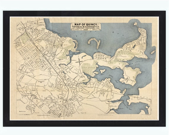 Old Map of Quincy 1897 Massachusetts by OldCityPrints on Etsy