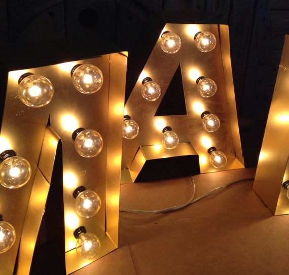 Custom Painted Lighted Marquee Letters Sign 24 tall Etsy