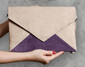 Clutch bag Letter Medium beige purple