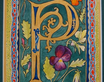 Popular items for illuminated letter p on Etsy