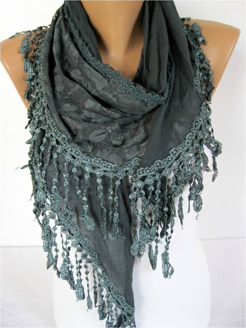 Dark Green scarf women scarves guipure fashion scarf