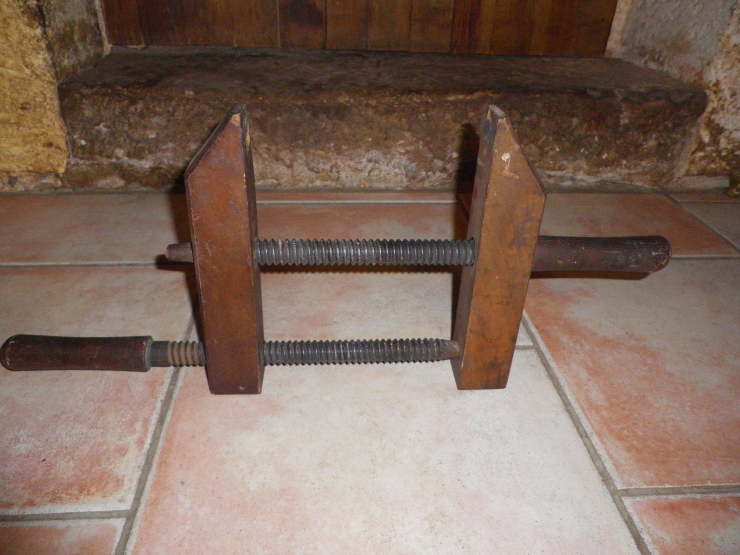 French antique wooden clamp Vintage wooden craftsmans tools