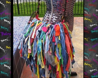 Handmade Fringe Handbag,upcycled purse,Custom Made Fringe Purse,Mixed colors