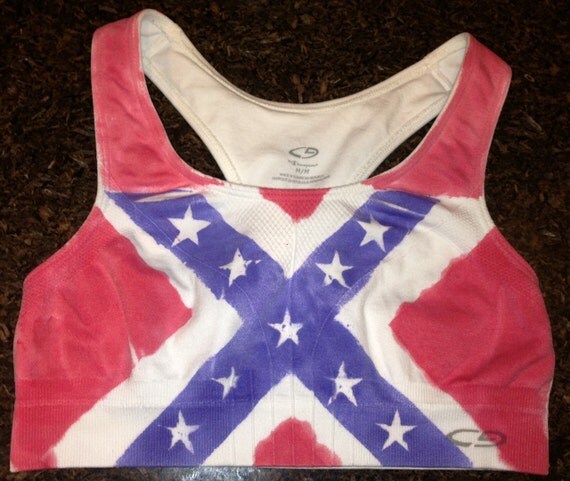 Items similar to Confederate Flag Sports Bra Woman’s, red white and