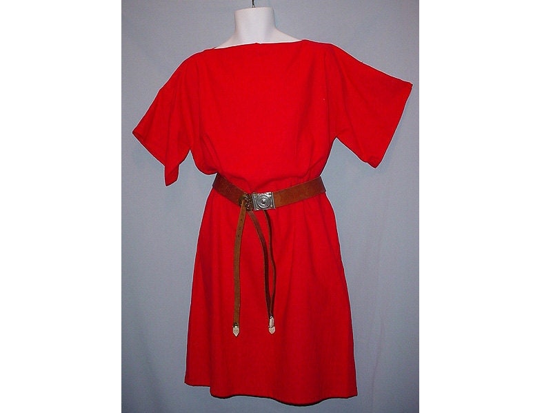 Sz Med Red Roman Military Tunic Linen/Rayon Blend SCA LARP