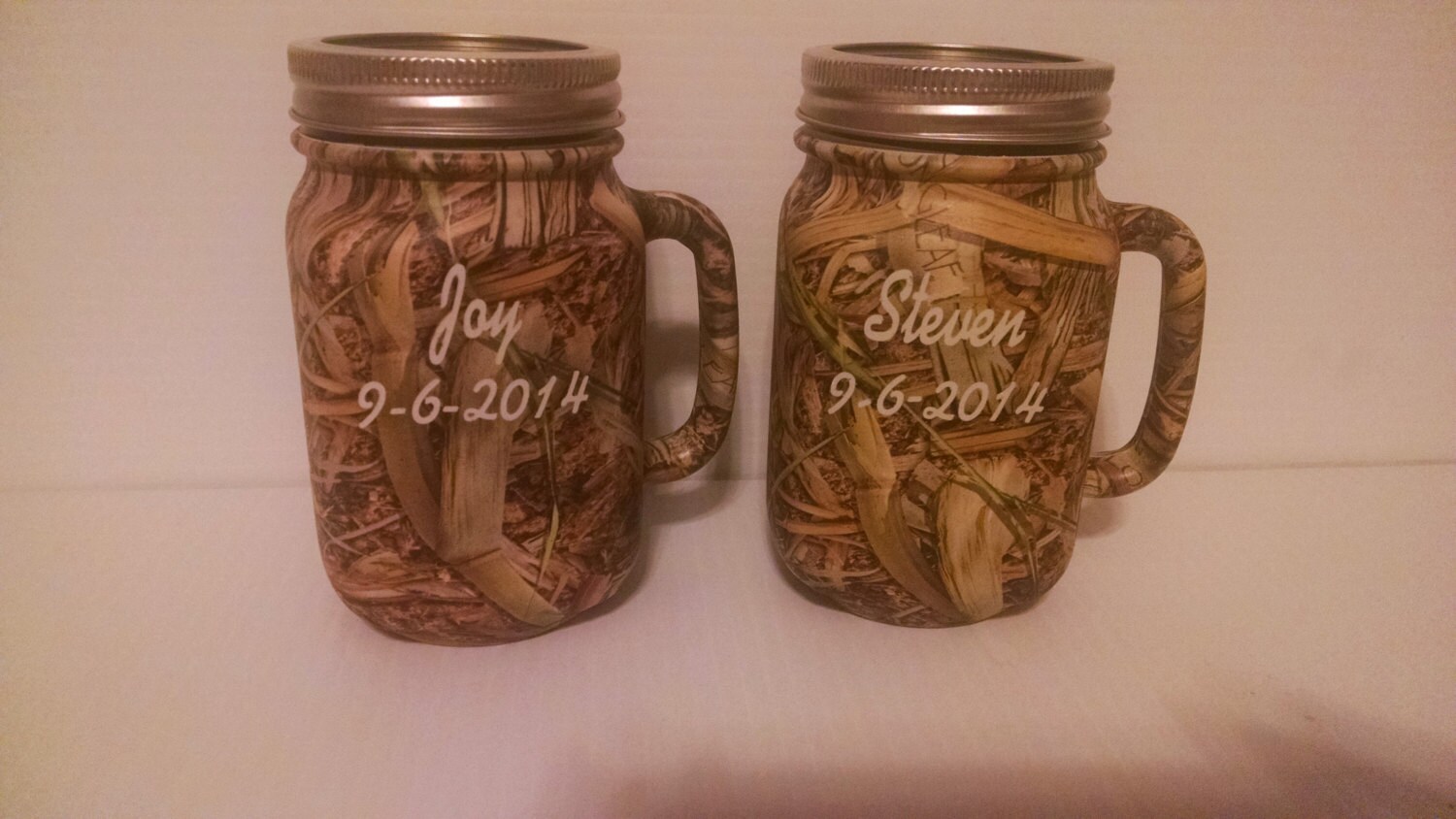 camo personalized mason jar beer mugs for rustic by RuttinCamo