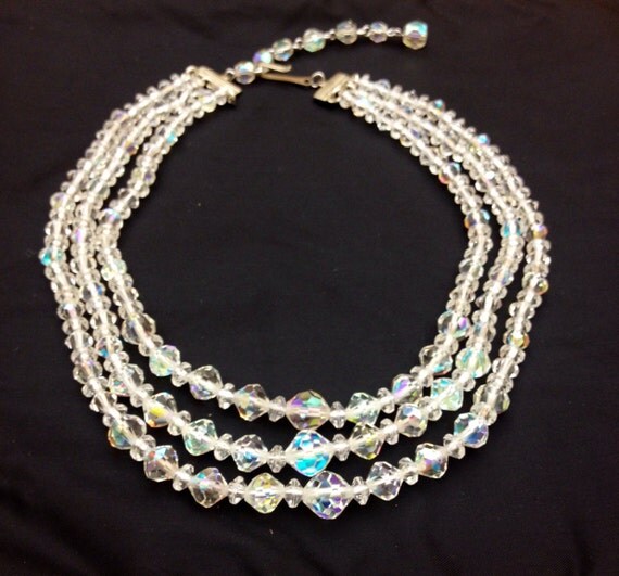 Vintage Swarovski three strand crystal necklace