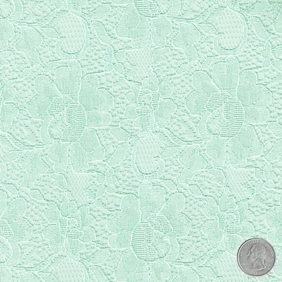 Green Mint LT Chic Pattern Vintage Cotton FLoral by LaceFabrics