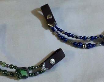 One-Ear Bling “Browband” Earpiece for Western Horse headstall. Your Choice! Sapphire Blue or Emerald Green. Silver, Glitzy,Any color leather