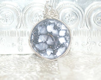Hand wrapped Czech Glass Button Pendant