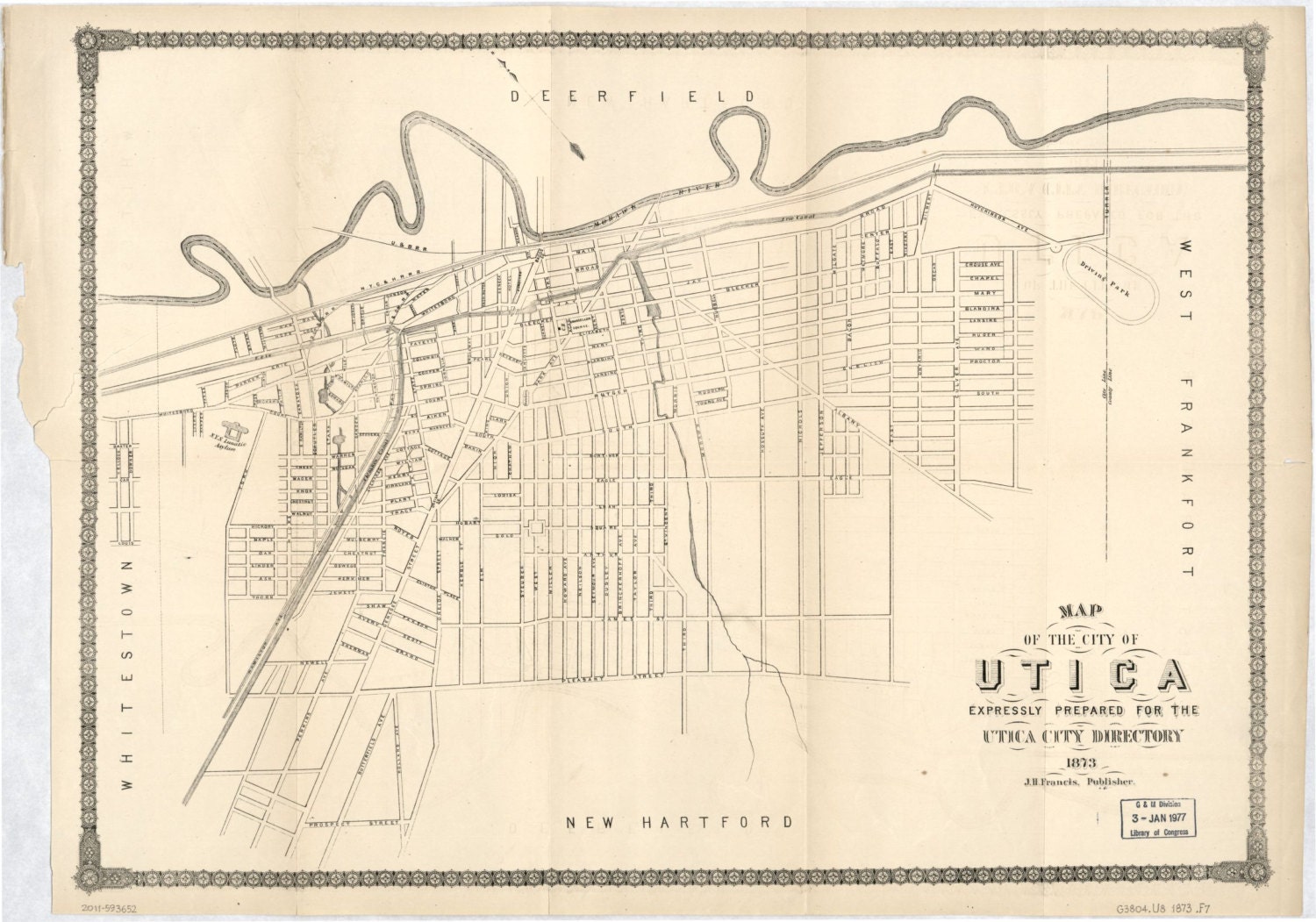 Utica New York 1873 Map Print