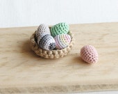 Amigurumi miniature eggs / Easter decor mini bird nest