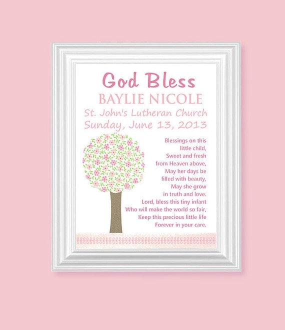 Baptism Poem Nursery Art Print Christening by SweetPeaNurseryArt