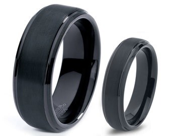 Popular items for black wedding bands on Etsy