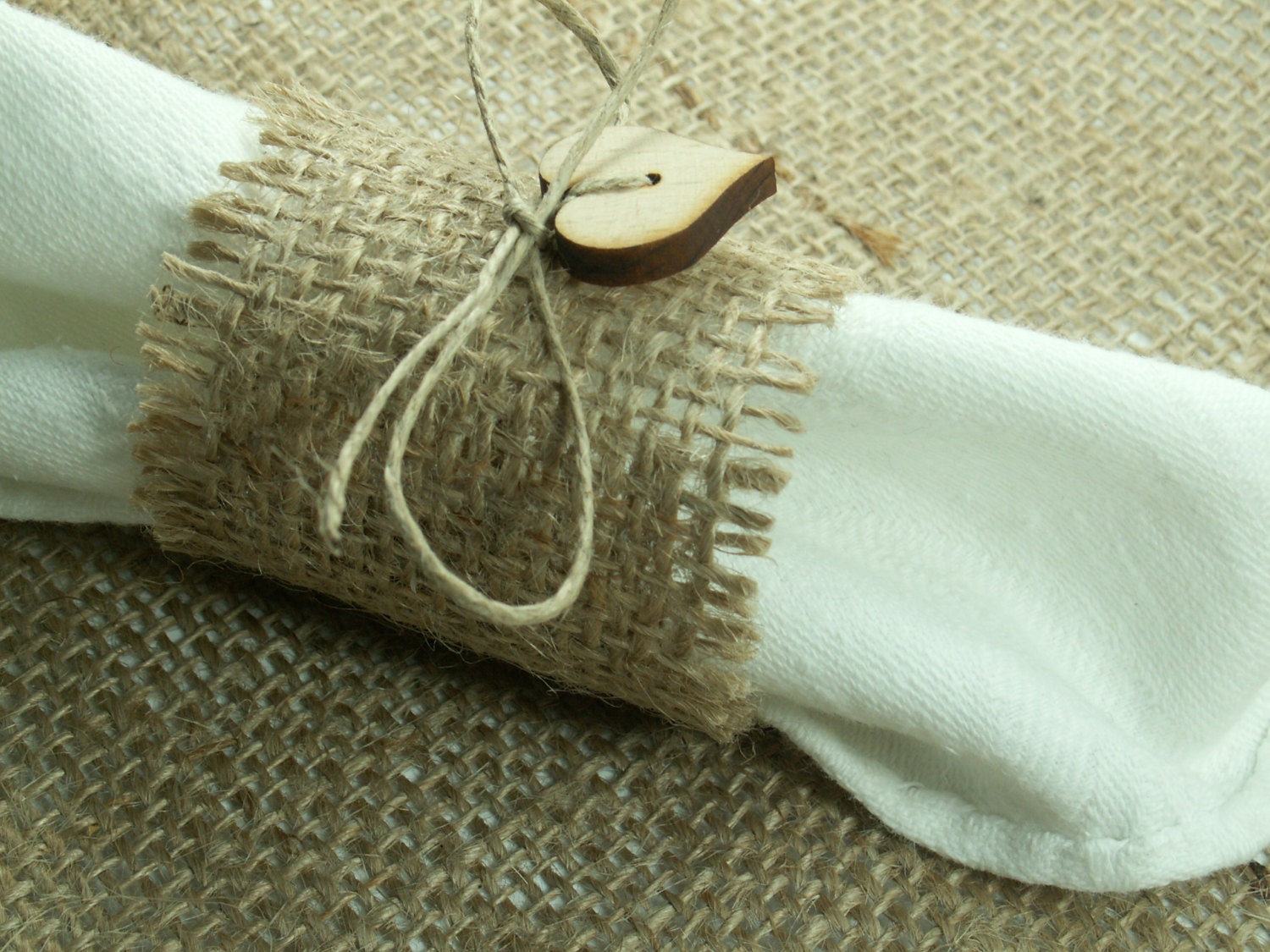 Rustic Style Rustic 100 Burlap Napkin Rings by woodenartgallery