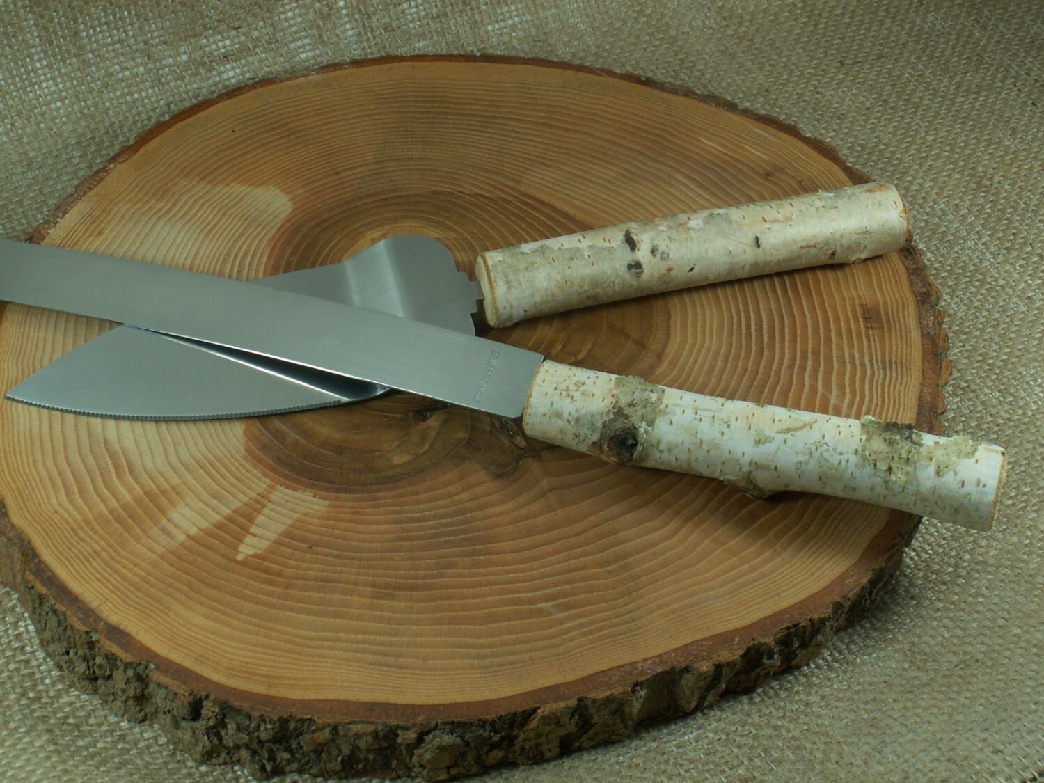 Set the knife wedding cake wedding cake Birch Rustic