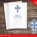 Instant Download 5x7 Navy Baptism Invitations, DIY Editable Pdf, First Communion Invitations, Confirmation, Boy Christening AUTOFILL #20C