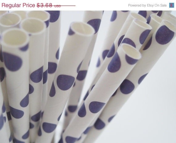 10% off - 25 PURPLE Polka Dot Paper Straws - ships less than 24 hours Il_570xn