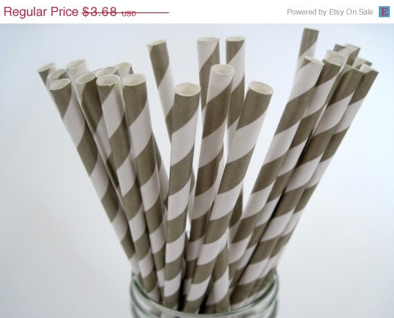 ON SALE 25 Gold Metallic Strpe Paper Straws - ships less than 24 hours Il_570xn