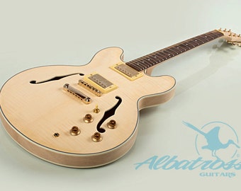 DIY Semi Hollow Body Electric Guitar Kit and Flamed Maple Veneer Set In Neck GK015