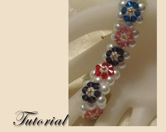 PDF for Brenna's Garden Bracelet Right Angle Weave beadwoven beading pattern tutorial - beadweaving beaded seed bead jewelry