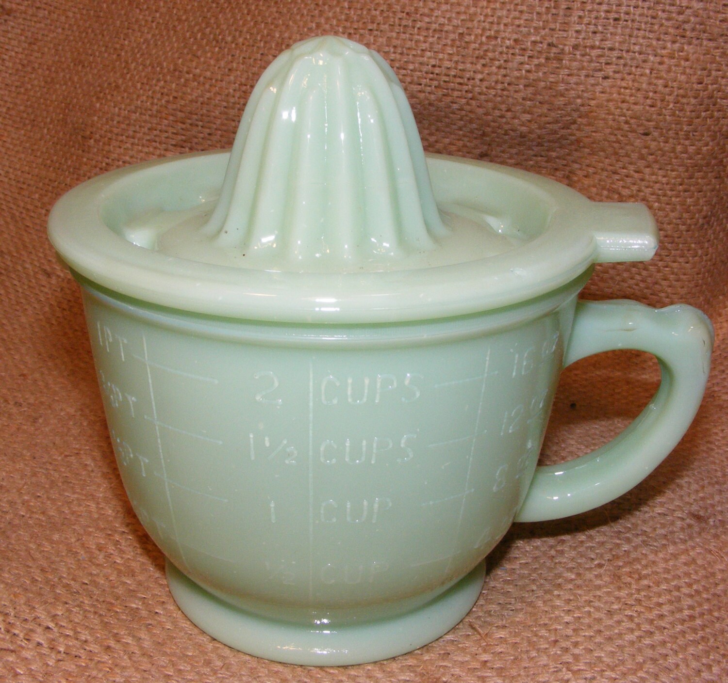 Jadeite Green Measuring Cup Juicer by BirdiesNestAntiques on Etsy